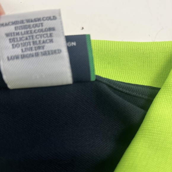 Psycho Bunny Polo Shirt Mens 2XL Navy Neon Green Colorblock Golf Skull Logo - Picture 11 of 16